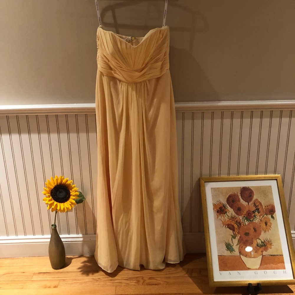 David’s Bridal Yellow Strapless Dress
